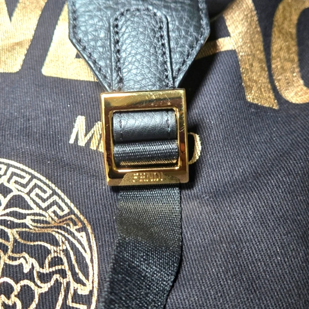 FENDACE Fendi/Vesace Collab Black and Gold Men's / Women's / Unisex Backpack